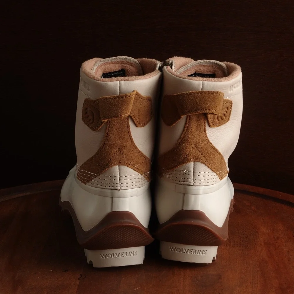 Wolverine Boots WMS SZ 9M Ivory Torrent Duck Water Resistant Leather Rain Chore